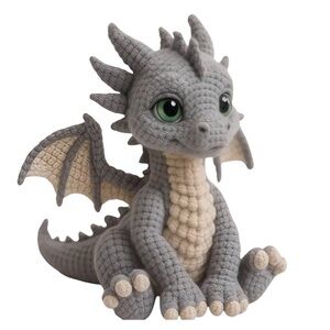 Crochet materials kit ; Adorable gray adragon Perfect for cuddling and play 🧶